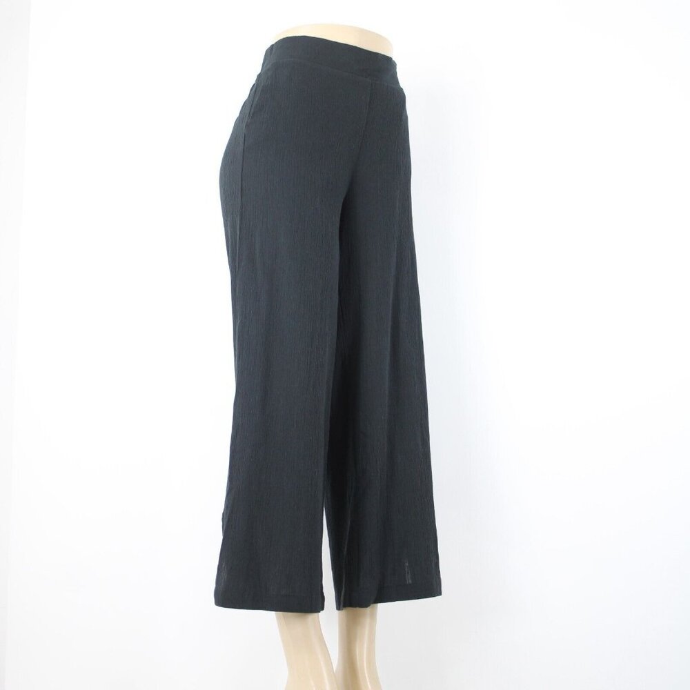 NYDJ Sz 4 x 27 Black Gauze Wide Leg Pull On Ankle 100% Cotton Pant - Picture 7 of 16